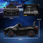 Maserati Gran Turismo Folgore lizenziertes Elektroauto für Kinder, 12V mit Fernbedienung, für 3 bis 5 Jahre, schwarz