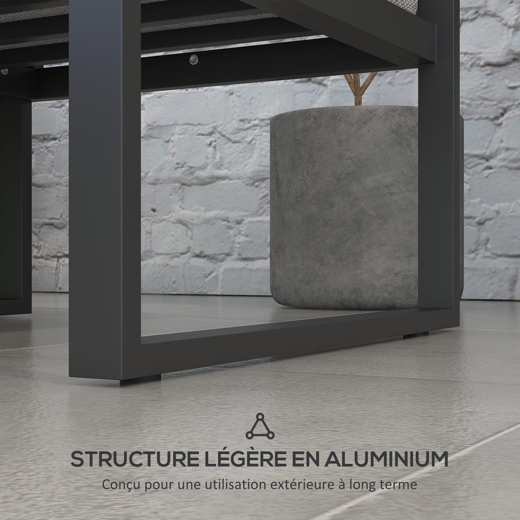 Ensemble Salon de Jardin d'angle extérieur Design Contemporain 6 pièces pour 5 personnes - en aluminium, grand confort