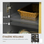 Meuble de rangement design modene avec étagères réglables et pieds en bois massif 70 x 40 x 96,1 cm gris foncé