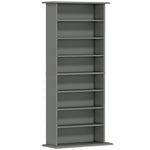 Rangements pour CD et DVD avec 8 compartiments et 6 étagères réglables, capacité max. 360 CD/185 DVD et Blu-ray, gris