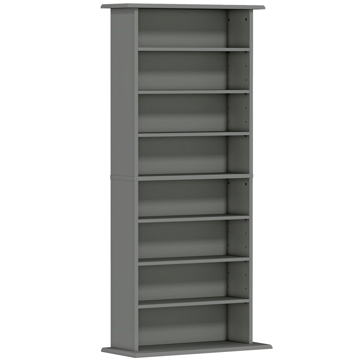 Rangements pour CD et DVD avec 8 compartiments et 6 étagères réglables, capacité max. 360 CD/185 DVD et Blu-ray, gris