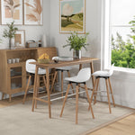 Set di 4 sgabelli da bar in stile scandinavo, altezza 70 cm, con gambe in legno e poggiapiedi in acciaio - bianco