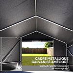 Abri de jardin tente de stockage imperméable abri moto porte enroulable fermeture éclair, 300 x 300 x 210 cm, gris foncé