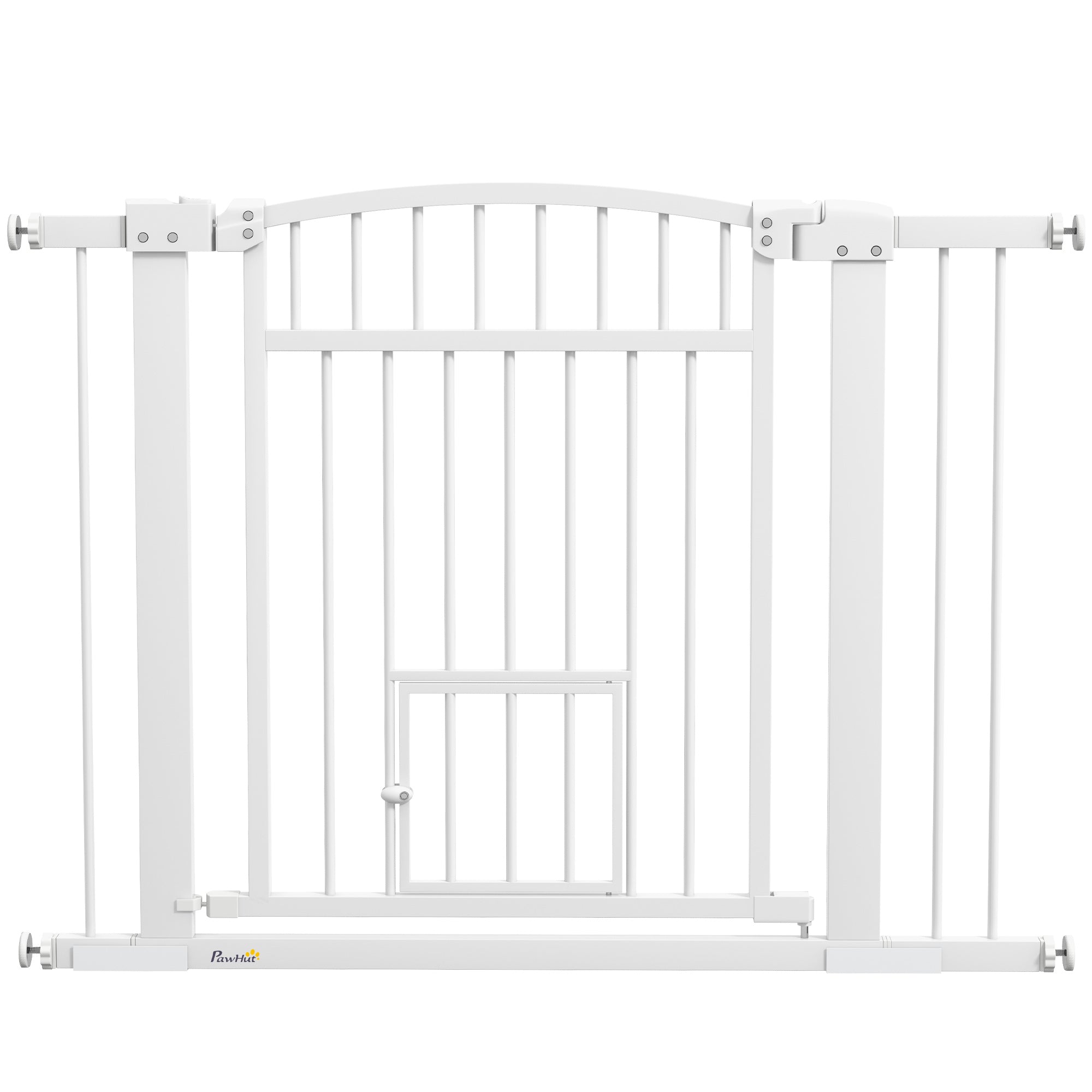 Cancelletto di sicurezza per cani sistema a doppia chiusura montaggio a pressione o a fori larghezza 76-104 cm bianco
