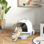 Maison de toilette pour chat bac à litière fermé chat poignée de transport porte translucide 40,5 x 52 x 39 cm gris