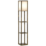 Lampadaire étagère Lampe étagère 26L x 26l x 160H cm 3 étagères 4 Niveaux MDF Blanc et Marron