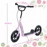 Kinderroller Cityroller 30 cm Luftreifen, höhenverstellbarer Lenker, Handbremse und Ständer, Stahl, für Kinder ab 5 Jahren, Pink