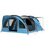 Grande Tente Tunnel Camping 4 Personnes 3-4 Saisons Hauteur d'Homme 2 m Séjour XL 3,7 m Imperméable 3000mm Bleu