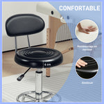 Tabouret à roulettes, tabouret de massage avec hauteur réglable 70-86 cm et dossier, pivotant 360°, noir