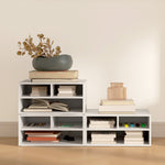 Organiseur bureau aspect blanc avec 3 compartiments fournitures support d'imprimante 47 x 40 x 22,5 cm