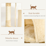 Arbre à chats multi-équipements griffoirs grattoirs plateformes niche corde jouets 40L x 40l x 114H cm beige