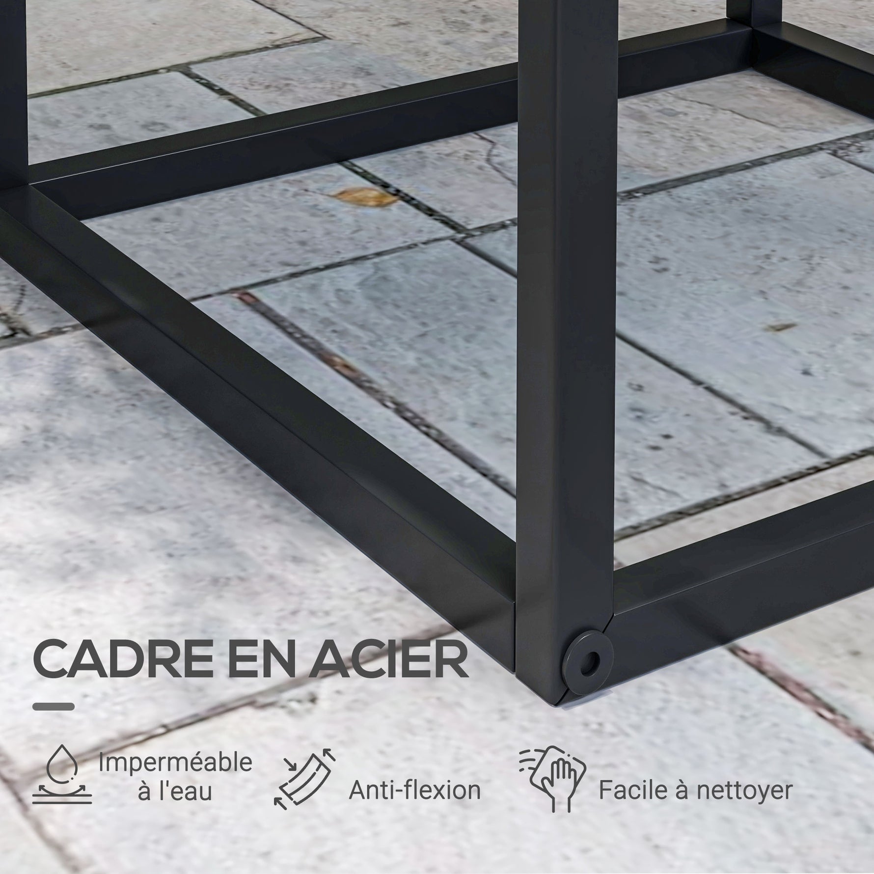 Lot de 2 supports pot de fleurs encastrables 2 hauteurs différentes 58,5 et 65 cm - acier noir