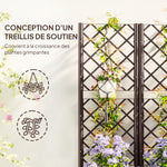 Jardinière avec treillis lit surélevé de jardin jardinière extérieure avec 6 trous de drainage 80 x 40 x 135 cm marron