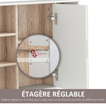Armoire murale, meuble salle de bain avec miroir, miroir salle de bain avec rangement, placard à portes et 6 compartiments ouverts, 60 x 14,5 x 49,4 cm, blanc