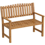 Banc de Jardin Banquette de Terrasse 2 Places Charge Max. 320kg Accoudoirs 112 x 64 x 92 cm Bois d'Acacia Naturel