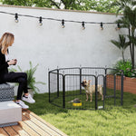 Parc pour chien enclos chien 8 panneaux modulable et pliable acier avec porte pour chiot intérieur extérieur 60 cm noir