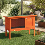 Clapier Lapin Extérieur en Bois, Toit Ouvrable en Asphalt et Plateau Coulissant, Design Surélevé, 90x45x65cm, Orange