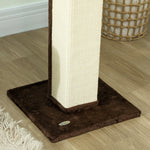Griffoir pour chat poteau griffoir chat en sisal et peluche, boule suspendue base stable 41 x 41 x 81 cm marron et crème