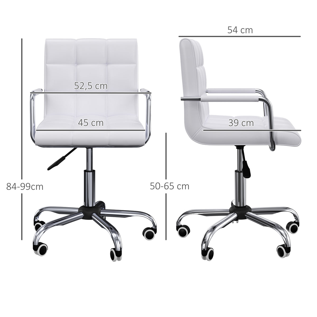Chaise de bureau fauteuil manager pivotant hauteur réglable revêtement synthétique capitonné blanc