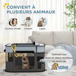 Parc enclos pliable pour chien chat petits animaux en tissu Oxford avec rangement 84 x 64 x 53 cm gris et noir