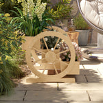 Jardinière sur Pieds carré Potager 3 étages avec 2 roues Charrette Bois Sapin, dim. 62L x 61l x 57H cm