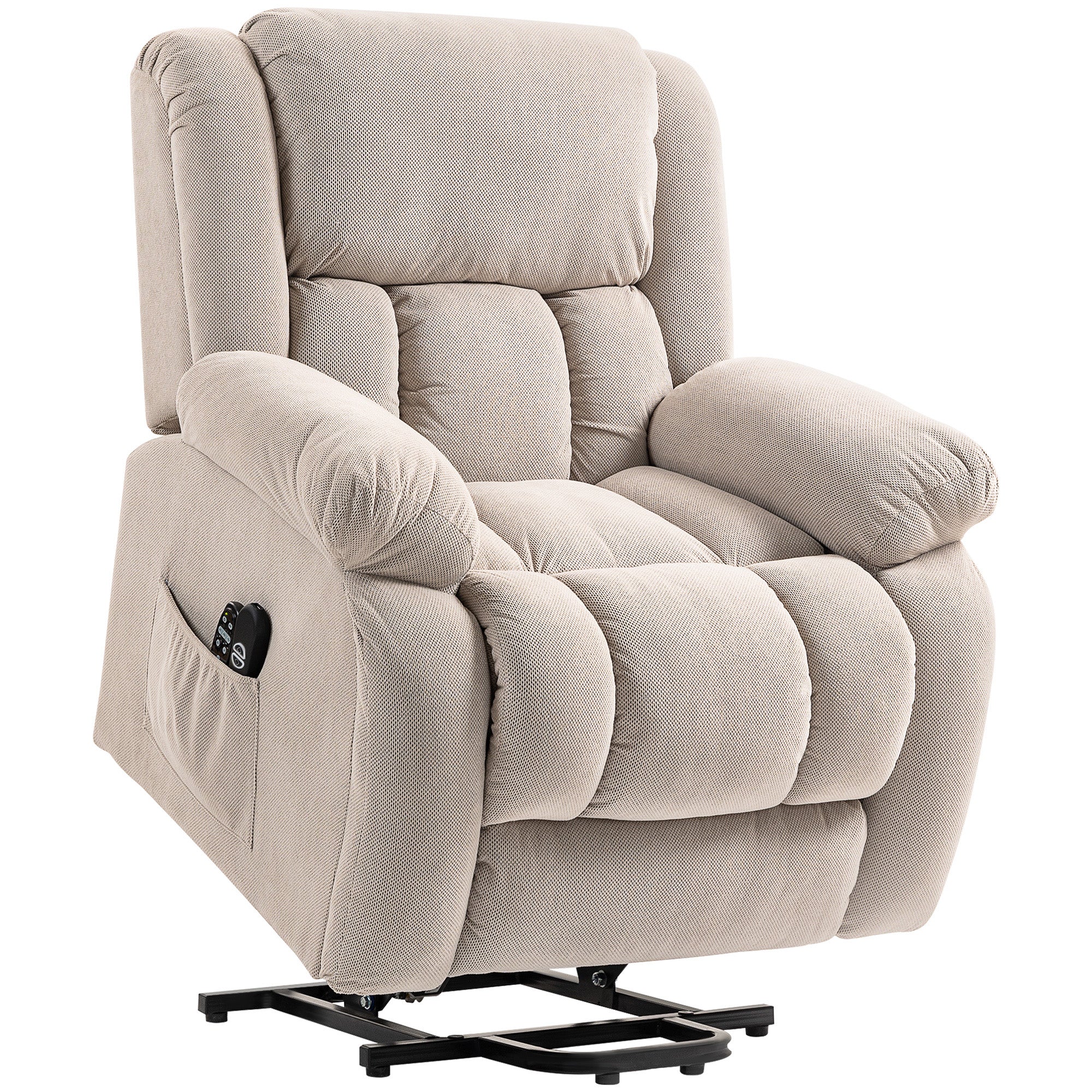 Fauteuil releveur électrique massage et chauffage avec repose-pied, dossier inclinable, télécommande et poche latérale