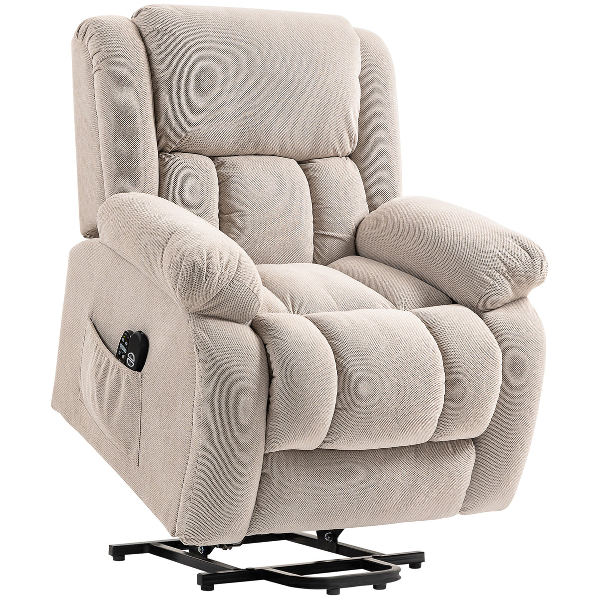 Fauteuil releveur électrique massage et chauffage avec repose-pied, dossier inclinable, télécommande et poche latérale