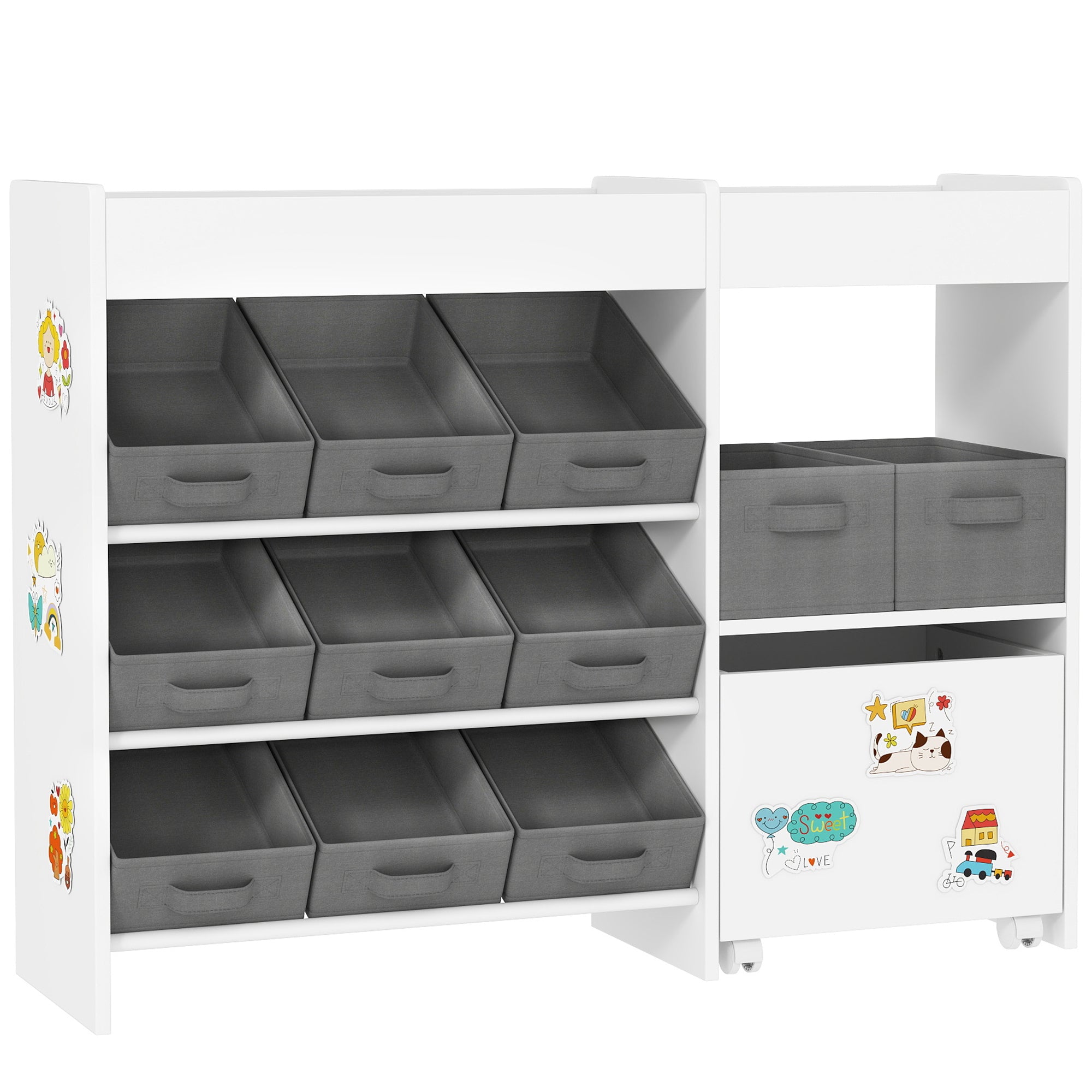Étagère à jouets pour enfants étagère à livres 11 bacs de rangements en tissu non tissé 105 x 30 x 80 cm blanc