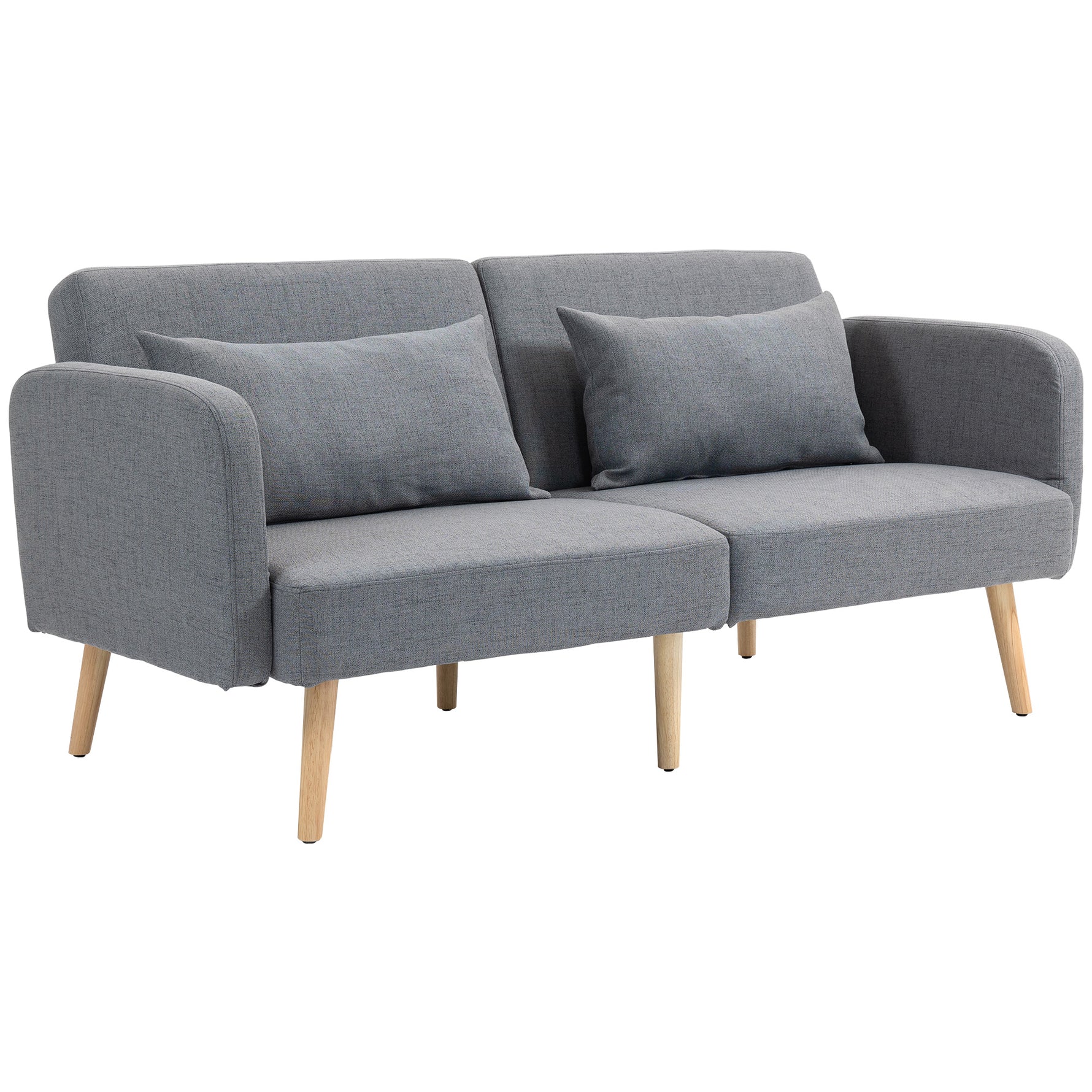 Canapé convertible 3 places design clic clac dossier inclinable et accoudoirs réglables tissu effet lin gris