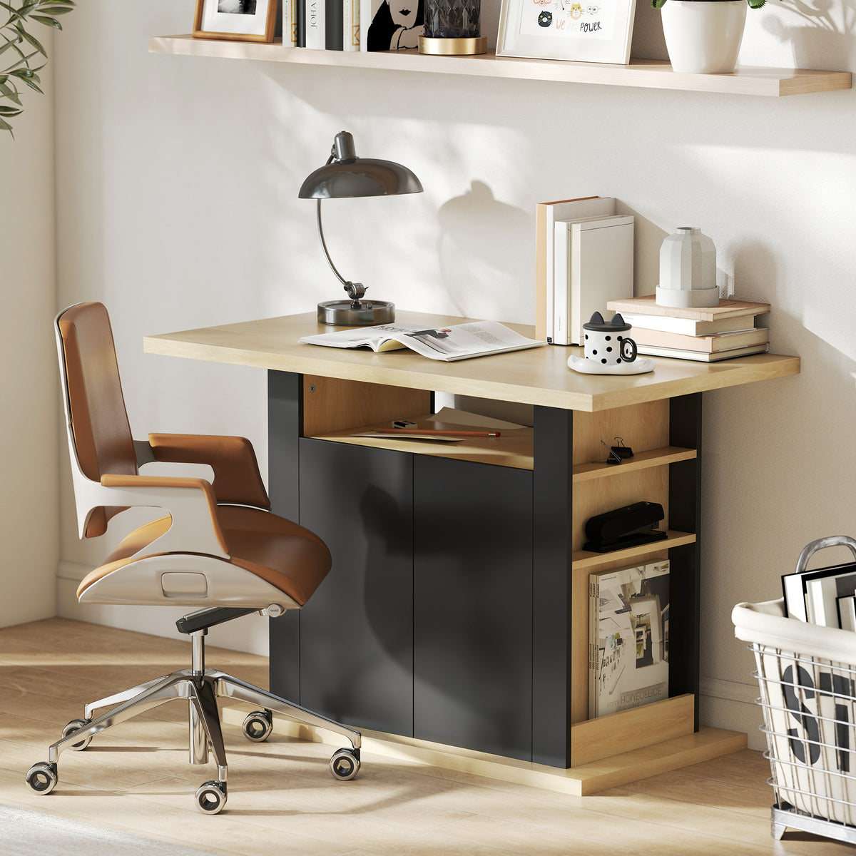 Tavolo da pranzo isola centrale cucina con ampio piano di lavoro 4 persone armadietto 4 ante 110 x 70 x 75,5 cm nero