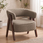 Sillón de salón de tela de borreguito, silla acolchada, asiento ancho, respaldo ergonómico, 70 x 64 x 71 cm, marrón