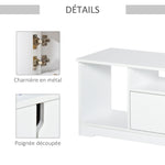 Meuble TV Banc TV Design Contemporain - 3 niches, Placard Double Porte - dim. 120L x 30l x 41H cm - Panneaux Particules Blanc