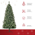 Sapin de Noël Artificiel Aspect enneigé 180H cm 50 Pommes de pin 718 Branches épines Imitation Nordmann Grand réalisme