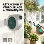 Enrouleur Tuyau Arrosage Mural 30 m x Ø 15 mm Dévidoir Automatique de Tuyaux d'Eau Rétractable Automatique gris