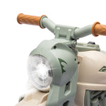 Moto elettrica per bambini 2-5 anni, 3 ruote, 6 V, 3 km/h, con funzione bolle, effetti luminosi e sonori, bianco crema