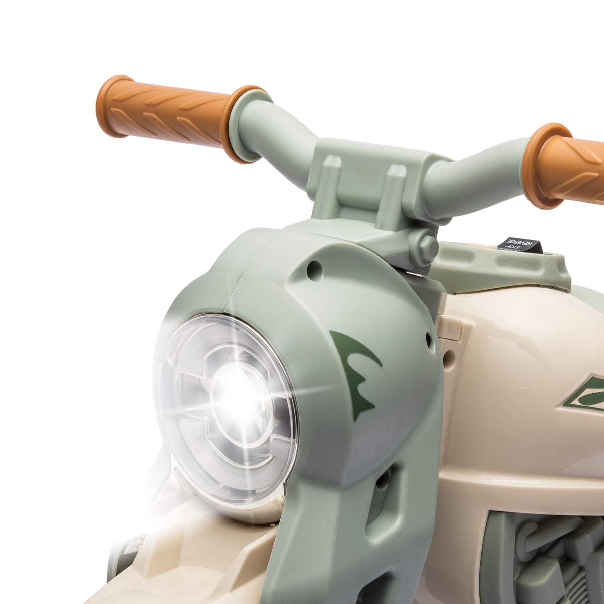 Moto elettrica per bambini 2-5 anni, 3 ruote, 6 V, 3 km/h, con funzione bolle, effetti luminosi e sonori, bianco crema