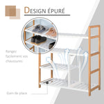 Etagère à Chaussures - étagère de Rangement - Meuble Chaussures 4 Niveaux Bois de pin étagères à Lattes MDF Blanc