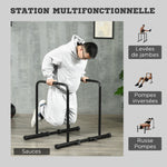 Dips Barre Parallèle Station de Musculation en Acier, Hauteur et Espacement Réglables, 90-102x65x80-90cm, Noir