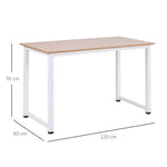 Table d'ordinateur table de salle à manger 120L x 60l x 76H cm chêne et Blanc Multifonction Grand Plateau Cadre Robuste en métal