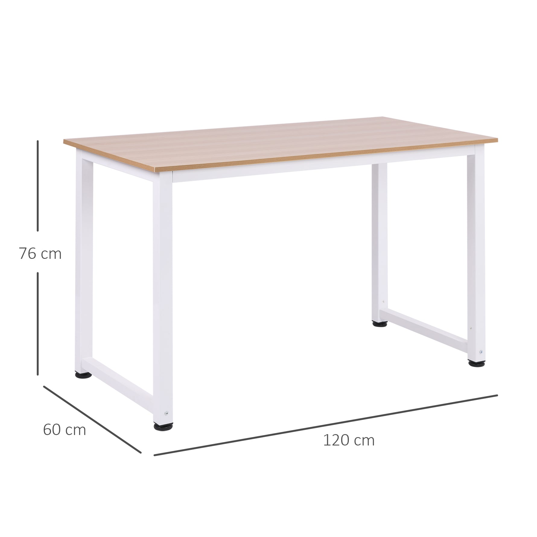 Table d'ordinateur table de salle à manger 120L x 60l x 76H cm chêne et Blanc Multifonction Grand Plateau Cadre Robuste en métal