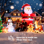 Père Noël gonflable avec traîneau et rennes 200 cm 5 lumières LED décoration de Noël intérieure et extérieure rouge