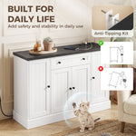 Buffet Salon avec Station de Charge, Meuble de Rangement avec 4 Portes, Tiroir, Étagères Réglables, Blanc et Noir