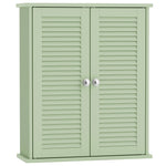 Armoire murale de salle de bain, meuble de rangement suspendu avec 2 portes persiennes et étagère réglable, vert