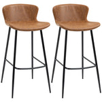 Lot de 2 tabourets de bar assise en similicuir hauteur 76 cm avec repose-pieds en acier et dossier design vintage marron