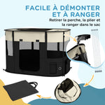 Parc enclos pliable pour chien chat petits animaux en tissu Oxford avec rangement 94 x 74 x 60 cm blanc crème et noir