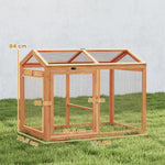 Enclos Poulailler en Bois avec Perchoir et Doubles Portes, Poulailler modulable pour jardin 104 x 70,5 x 84 cm, Orange