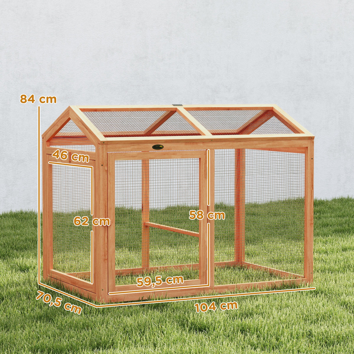 Enclos Poulailler en Bois avec Perchoir et Doubles Portes, Poulailler modulable pour jardin 104 x 70,5 x 84 cm, Orange