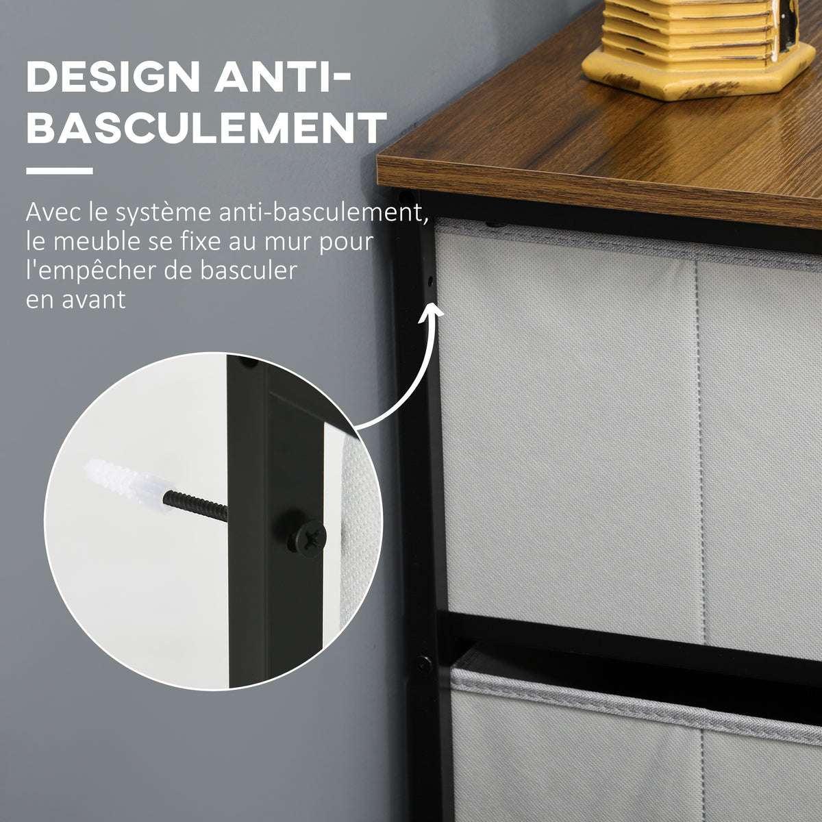 Commode 8 tiroirs meuble de rangement tiroir en tissu pliant - structure acier noir - 100 x 30 x 78 cm