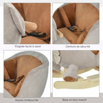 Cheval à Bascule Jouet à Bascule Ourson pour Enfants de 18-36 Mois Fauteuil intégré Ceinture de sécurité Fonction sonore grognement Gris Marron