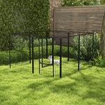 Luxury modular epoxy steel playpen with lockable door for dogs, rabbits, rodents, small animals, indoor and outdoor 80 x 100 cm black